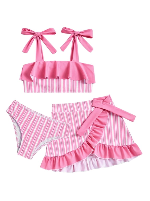 Girls Tankini Swimsuit Set 3 Piece Bathing Suits for Toddler Summer Beach Swimwear Size 3-4T