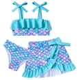 thumbnail image 1 of Lanbubble Girls Tankini Swimsuit Set 3 Piece Bathing Suits for Toddler Summer Beach Swimwear Size 5-6 Years, 1 of 9