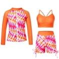 thumbnail image 1 of Lanbubble Girls Swimsuit 3-Piece Zip Long Sleeve Rash Guard Bathing Suits Bikini Boyshort Set Summer Swimwear 13-14 Years, 1 of 8