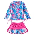 thumbnail image 1 of Lanbubble Girls Swimsuit Rash Guard Set 2 Piece Long Sleeve Bathing Suit Swim Skirt with Shorts 3-10 Years, 1 of 10