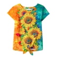 thumbnail image 1 of Lanbubble Girls Graphic T-Shirt Tie Dye Kids Short Sleeve Tee Shirt Tie Front Tops 7-12 Years, 1 of 8