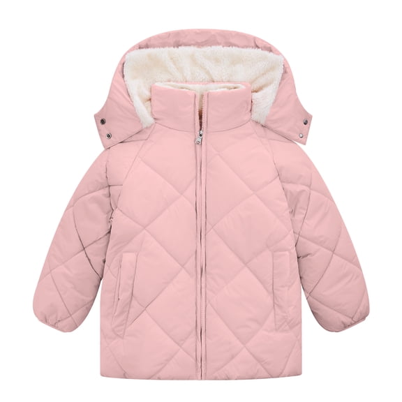 Lanbubble Girls Winter Coat Fleece Lined Hooded Puffer Jacket Outerwear with Pockets Sizes 5-12 Years