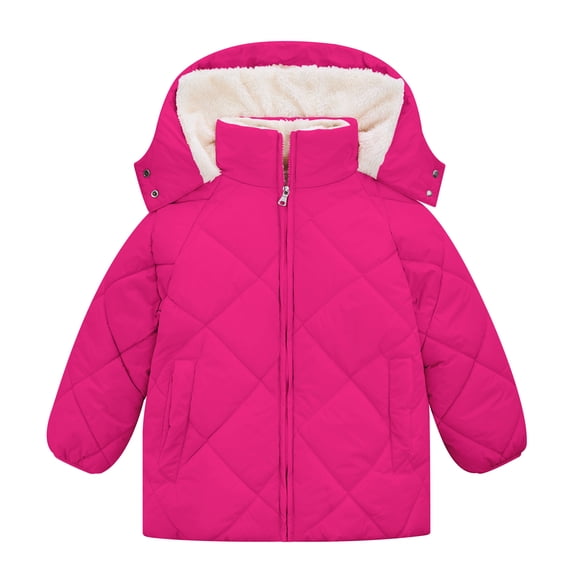 Lanbubble Girls Winter Coat Fleece Lined Hooded Puffer Jacket Outerwear with Pockets Sizes 5-12 Years