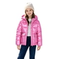 thumbnail image 1 of Lanbubble Girls Shiny Puffer Jacket Hooded Winter Coat Warm Outerwear for Kids 7-14Y, 1 of 9