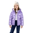 thumbnail image 1 of Lanbubble Girls Shiny Puffer Jacket Hooded Winter Coat Warm Outerwear for Kids 7-14Y, 1 of 8