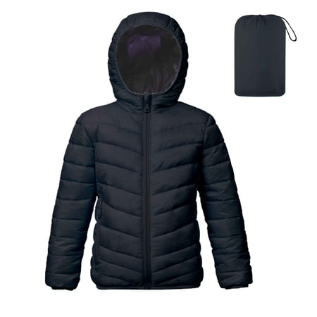 lanbubble Girls Puffer Jacket Hooded Packable Winter Coat with Pockets Lightweight Warm Outerwear for Kids, Sizes 4-12 Years