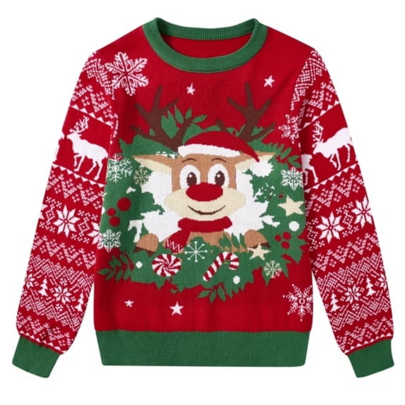 Lanbubble Kids Christmas Sweater Boys Girls Ugly Knit Pullover for Xmas Holiday 5-12 Years