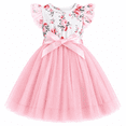 thumbnail image 1 of Lanbubble Girls Floral Tulle Dress Flutter Sleeve Tutu Princess Party Dress 3-7 Years, 1 of 9