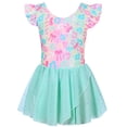 thumbnail image 1 of Lanbubble Girls Ballet Leotards Ruffle Sleeve Toddler Ballerina Dance Dress with Shiny Tutu Skirt 3-7 Years, 1 of 7