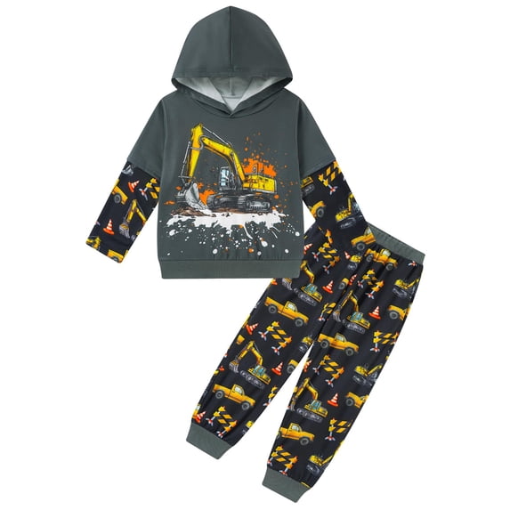 Lanbubble Toddler Boys 3D Printed Pullover Sweatsuit Outfit 2 Piece Hoodie Sweatshirt and Jogger Pants Set for Ages 2-6T