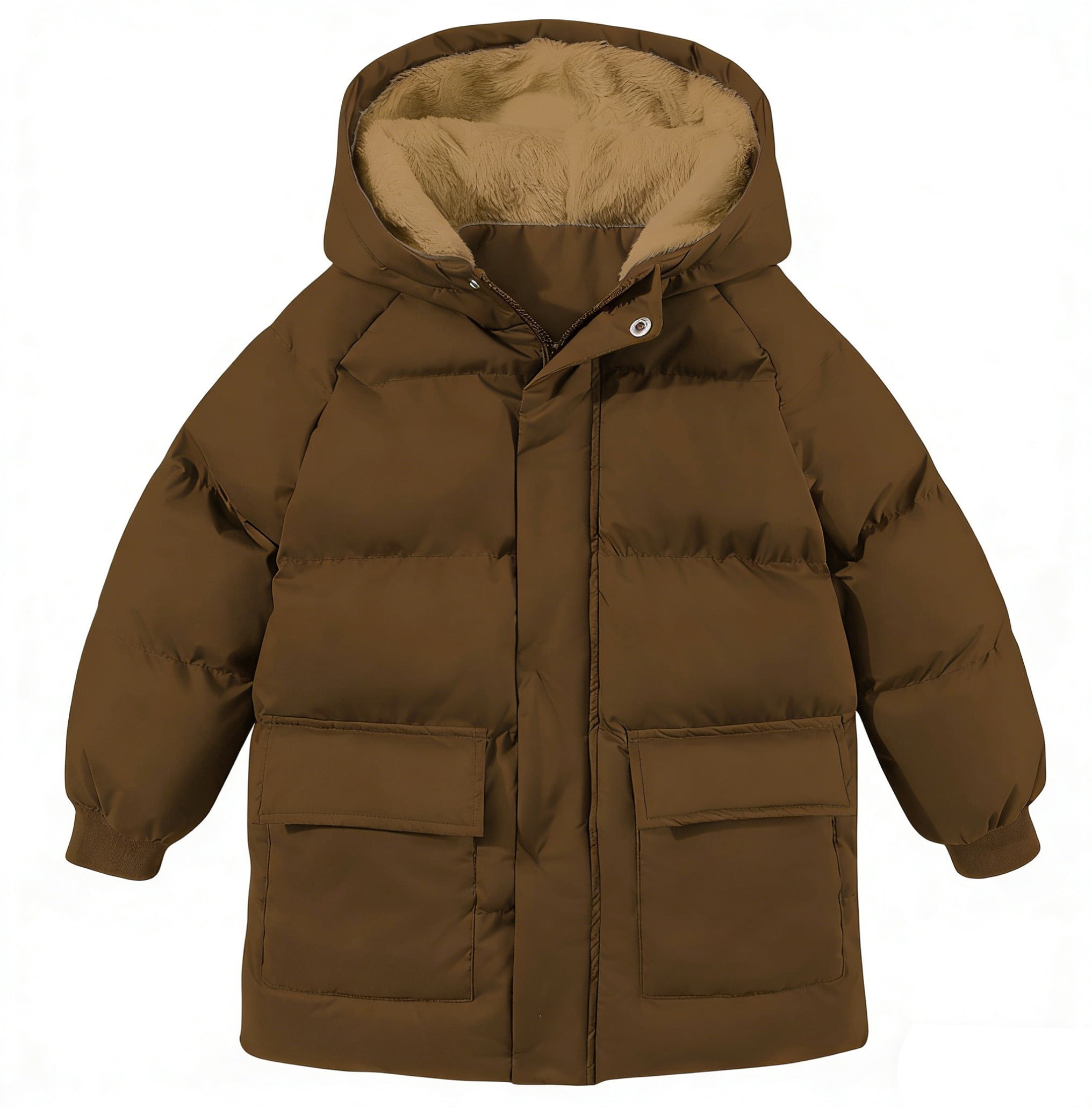 Lanbubble Toddler Boys Winter Coat Warm Hooded Puffer Jacket with Zipper and Flap Pockets Sizes 2T-6T
