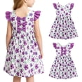 thumbnail image 1 of Lanbubble Toddler Girl Dresses Back Bowknot Sunflowers Ruffled Sleeve Dress Casual Sundress 6-7 Years, 1 of 8