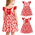 thumbnail image 1 of Lanbubble Toddler Girl Dresses Back Bowknot Sweet Heart Ruffled Sleeve Dress Casual Sundress 4-5 Years, 1 of 9