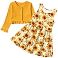 thumbnail image 1 of Lanbubble Toddler Girls Dresses with Ruffle Cardigan, 2‑Piece Fall Outfits for 3‑7T, 1 of 10
