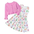 thumbnail image 1 of Lanbubble Toddler Girls Dresses with Ruffle Cardigan, 2‑Piece Fall Outfits for 3‑7T, 1 of 10