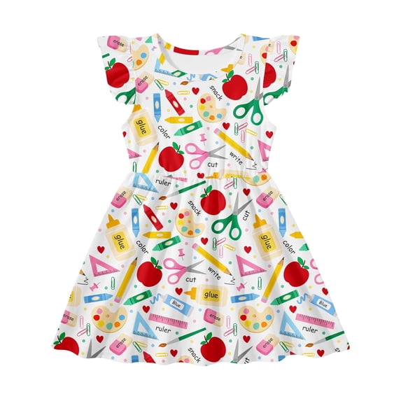 Lanbubble Toddler Girls Dress Summer Casual Sundress Ruffle Flutter Sleeveless Dresses 4-5 Years