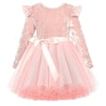 thumbnail image 1 of Lanbubble Toddler Girls Dresses Long Sleeve Velvet Tutu Dress Tulle Birthday Party Princess Dress for girl 1-6T, 1 of 7