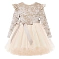 thumbnail image 1 of Lanbubble Toddler Girls Dresses Long Sleeve Velvet Tutu Dress Tulle Birthday Party Princess Dress for girl 1-6T, 1 of 11