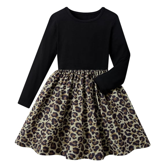 Lanbubble Toddler Girls Long Sleeve Dress A-Line Casual Play Dresses Size 2-3T