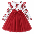 thumbnail image 1 of Lanbubble Toddler Girls Long Sleeve Dress Floral Tulle Dress with Ruffle Shoulders, 3-19 Years, 1 of 6