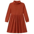 thumbnail image 1 of Lanbubble Girls Long Sleeve Turtleneck Dress Soft Knitted A Line Fall Winter Dress 2-7 Years, 1 of 8