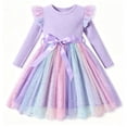 thumbnail image 1 of Lanbubble Toddler Girls Tulle Tutu Dress Long Sleeve Sequin Party Dress Fall Winter Clothes 2-6Y, 1 of 9
