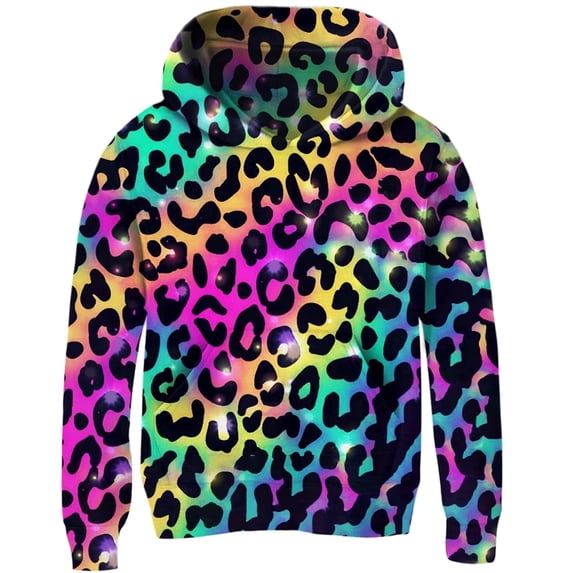 Lanbubble Tween Girls Pullover Hoodies Kids Leopard Graphic Sweatshirts with Kangaroo Pockets 4-14 Years