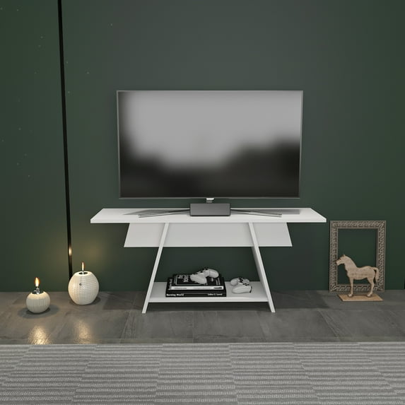Lanca Modern Design 47'' TV Stand Console Table for Livingroom, Bedroom, Playroom accomodate up to 58'' TVs White Finish