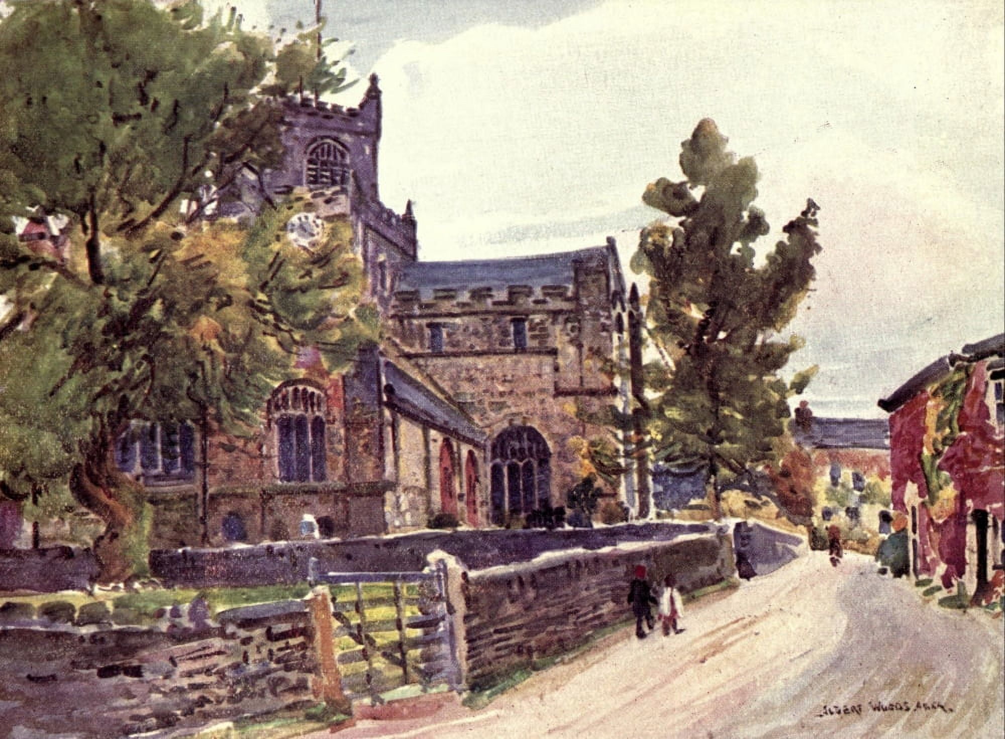 Lancashire 1921 Cartmel Priory Church Canvas Art - Albert Woods (24 x 36)