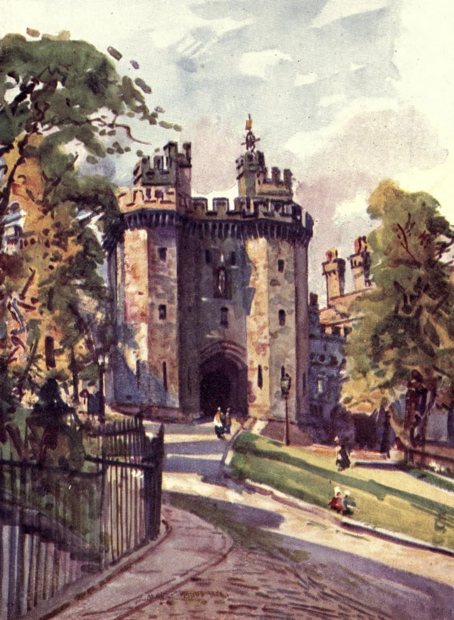 Lancashire 1921 Lancaster Castle Gateway Canvas Art - Albert Woods (18 x 24)