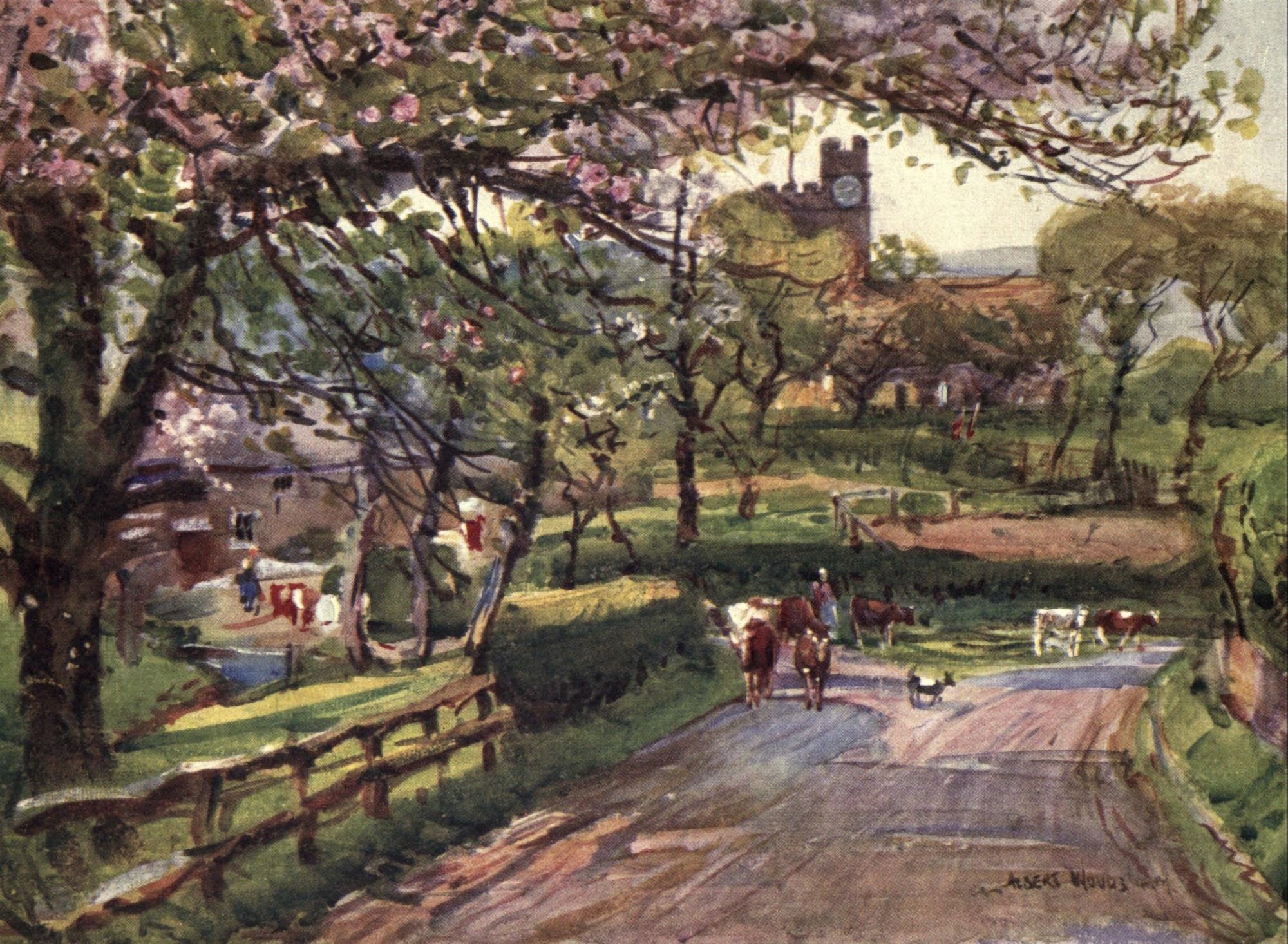Lancashire 1921 Samlesbury in lower Ribblesdale Canvas Art - Albert Woods (18 x 24)