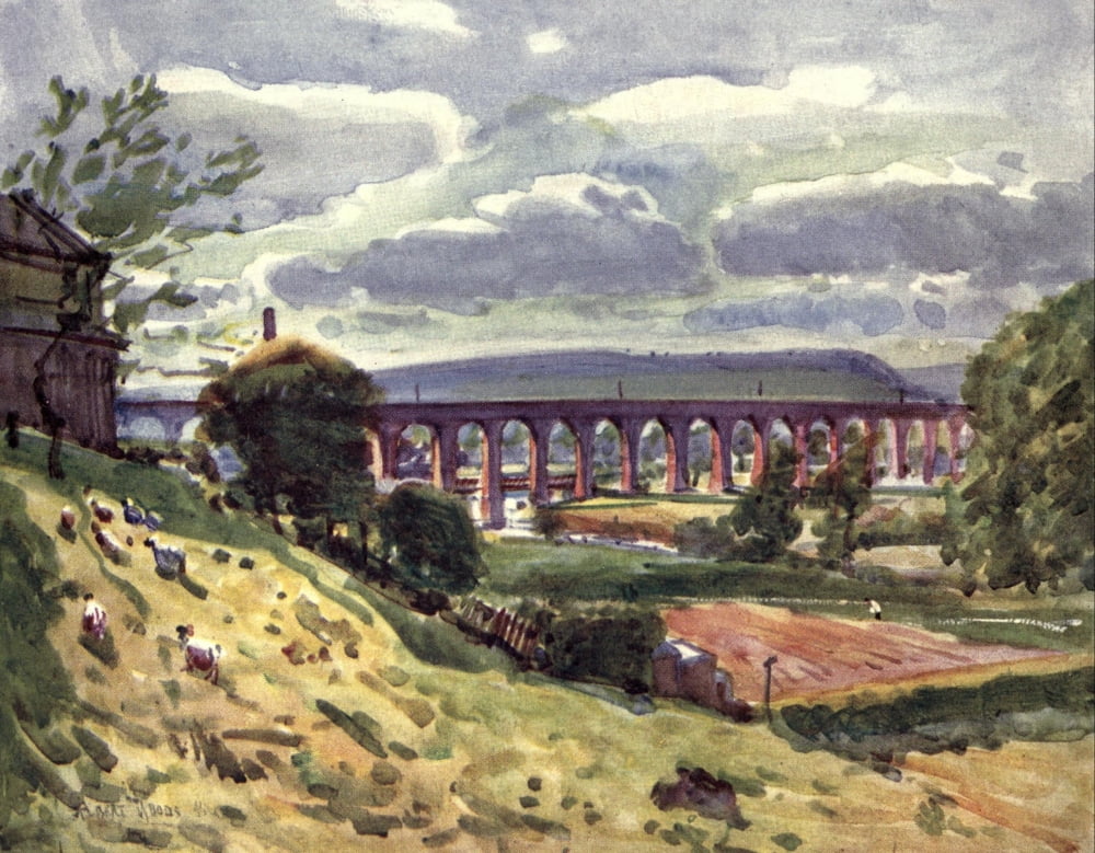 Lancashire 1921 The Viaduct Canvas Art - Albert Woods (18 x 24)