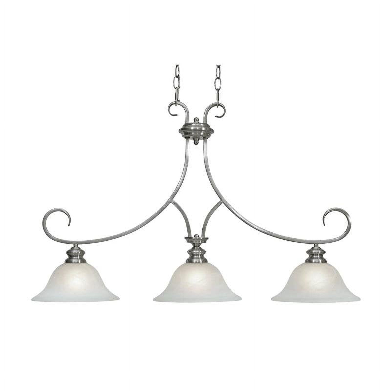 Lancaster Pewter 3-Light Linear Pendant with Marbled Glass Shades