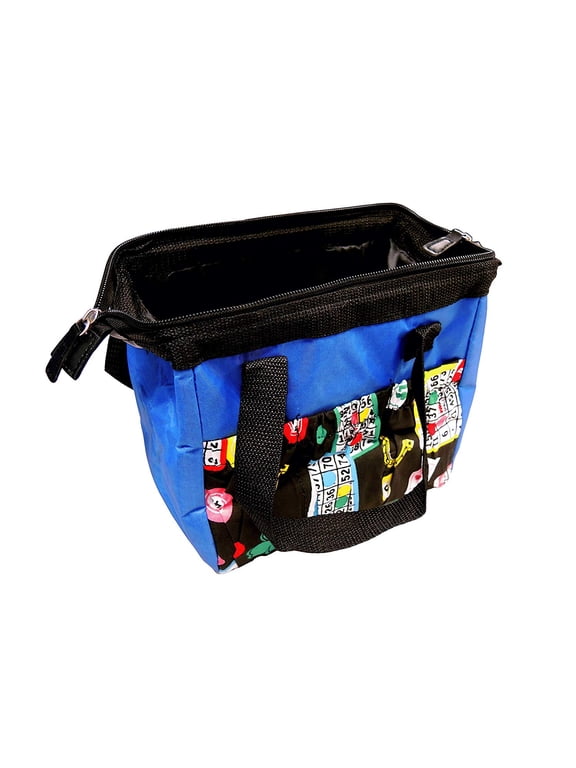 6 Pocket Lucky Bingo Tote Women's Handbag Blue