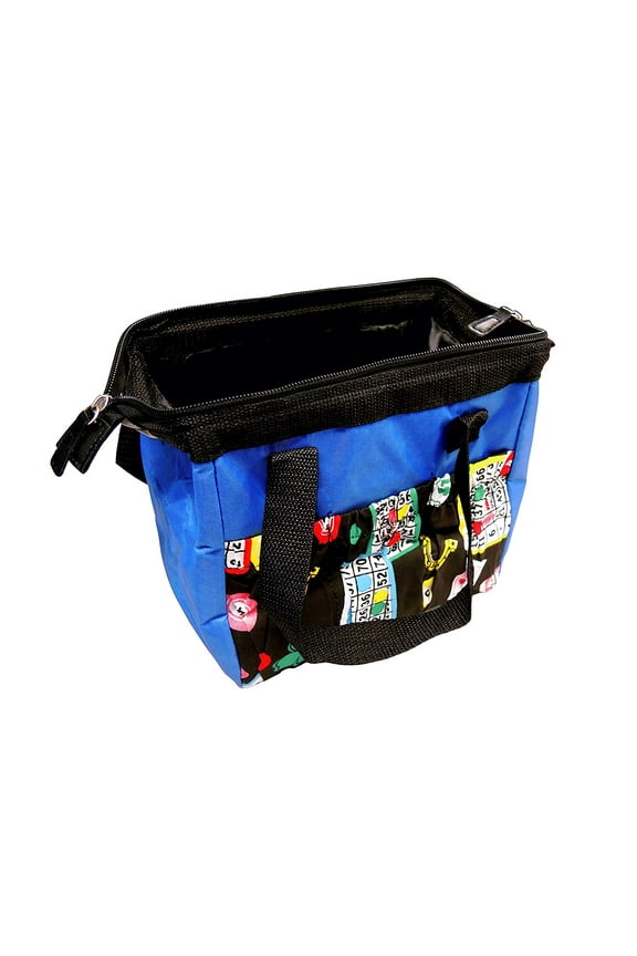 6 Pocket Lucky Bingo Tote Women's Handbag Blue