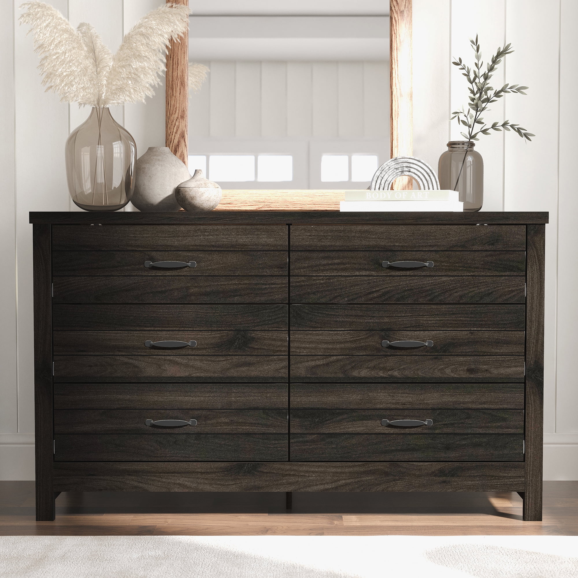 Lancaster Farmhouse 6Drawer Dresser, Espresso, by Hillsdale Living