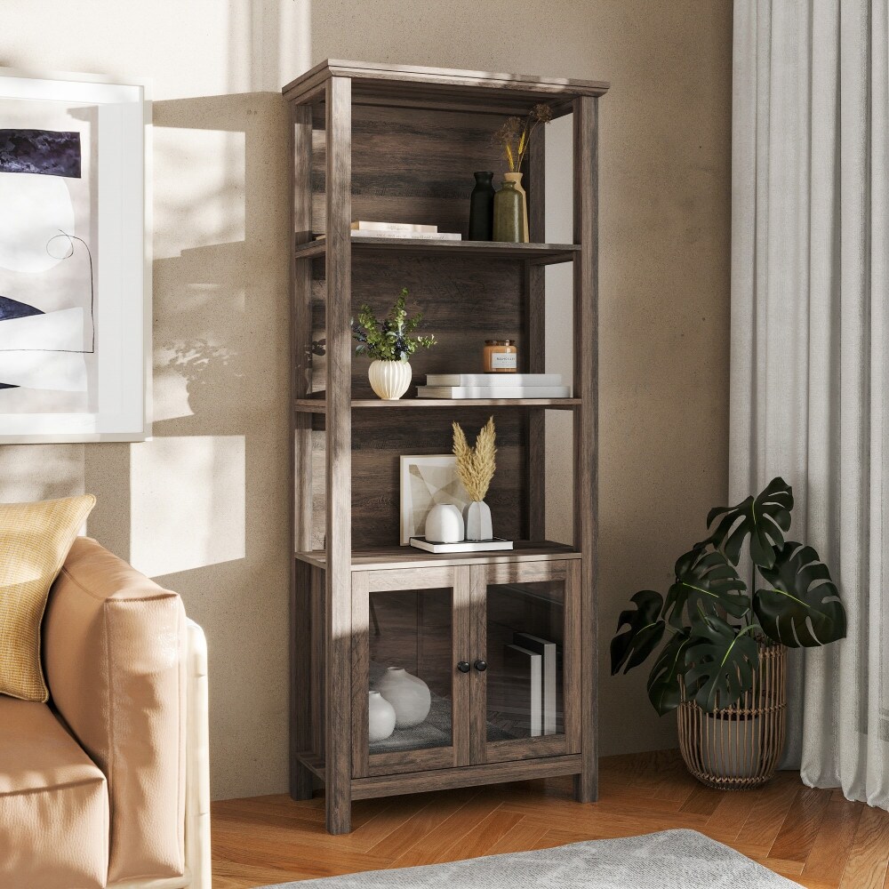 Lancaster Home 3 Tier Farmhouse Style Storage Bookshelf with