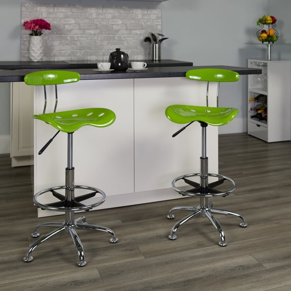 Lancaster Home Vibrant Colored Seating and Chrome Drafting Stool with Tractor Seat