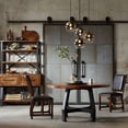 thumbnail image 1 of Lancaster Round Dining/Gathering Table - 54" Solid Wood Table, Amber Finish, Graphite Metal, Adjustable Height, Acacia Wood, Seats 6, for Kitchen &amp; Dining Room, 1 of 6