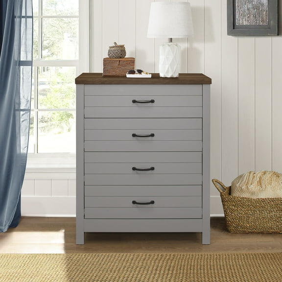 Lancaster Wood 4 Drawer Dresser, Gray, by Hillsdale Living Essentials