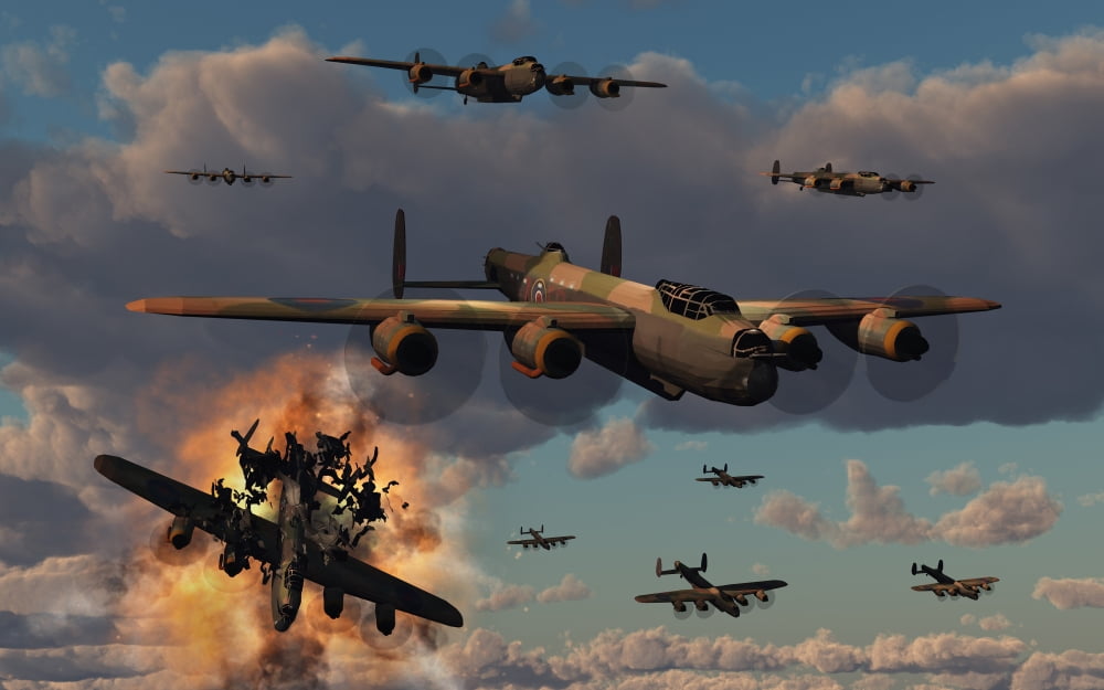 Lancaster heavy bombers of the Royal Air Force bomber command Canvas Art - Mark StevensonStocktrek Images (36 x 23)