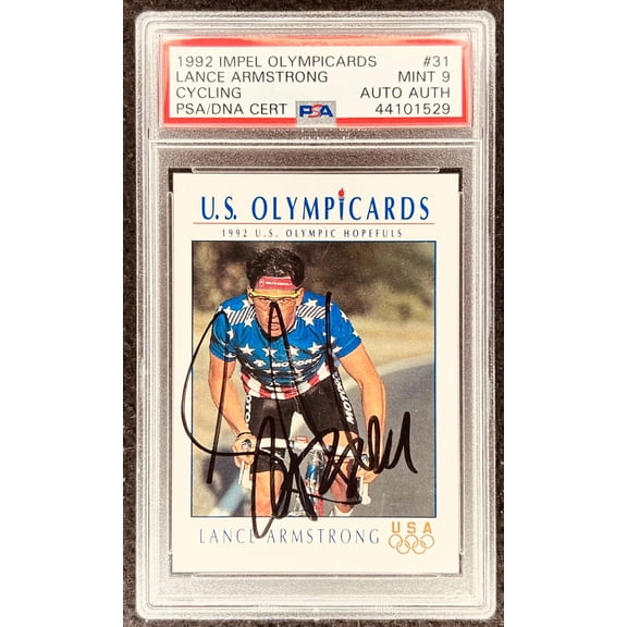 Lance Armstrong autographed 1992 Impel US Olympic Rookie Card PSA/DNA PSA graded 9