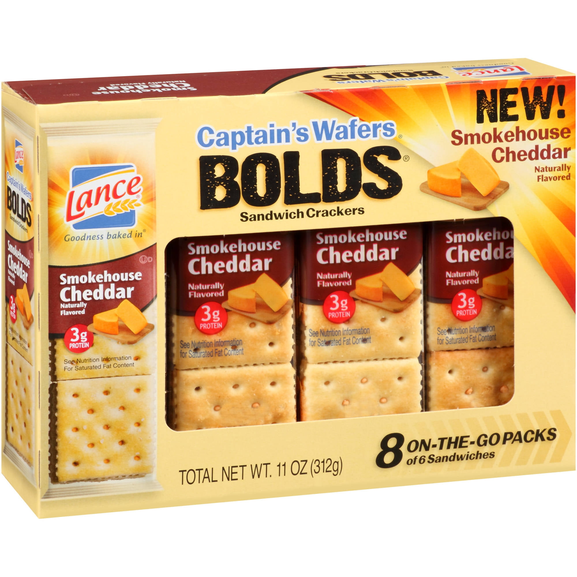 Lance Captain's Wafers Bolds Smokehouse Cheddar Sandwich Crackers, 1.38