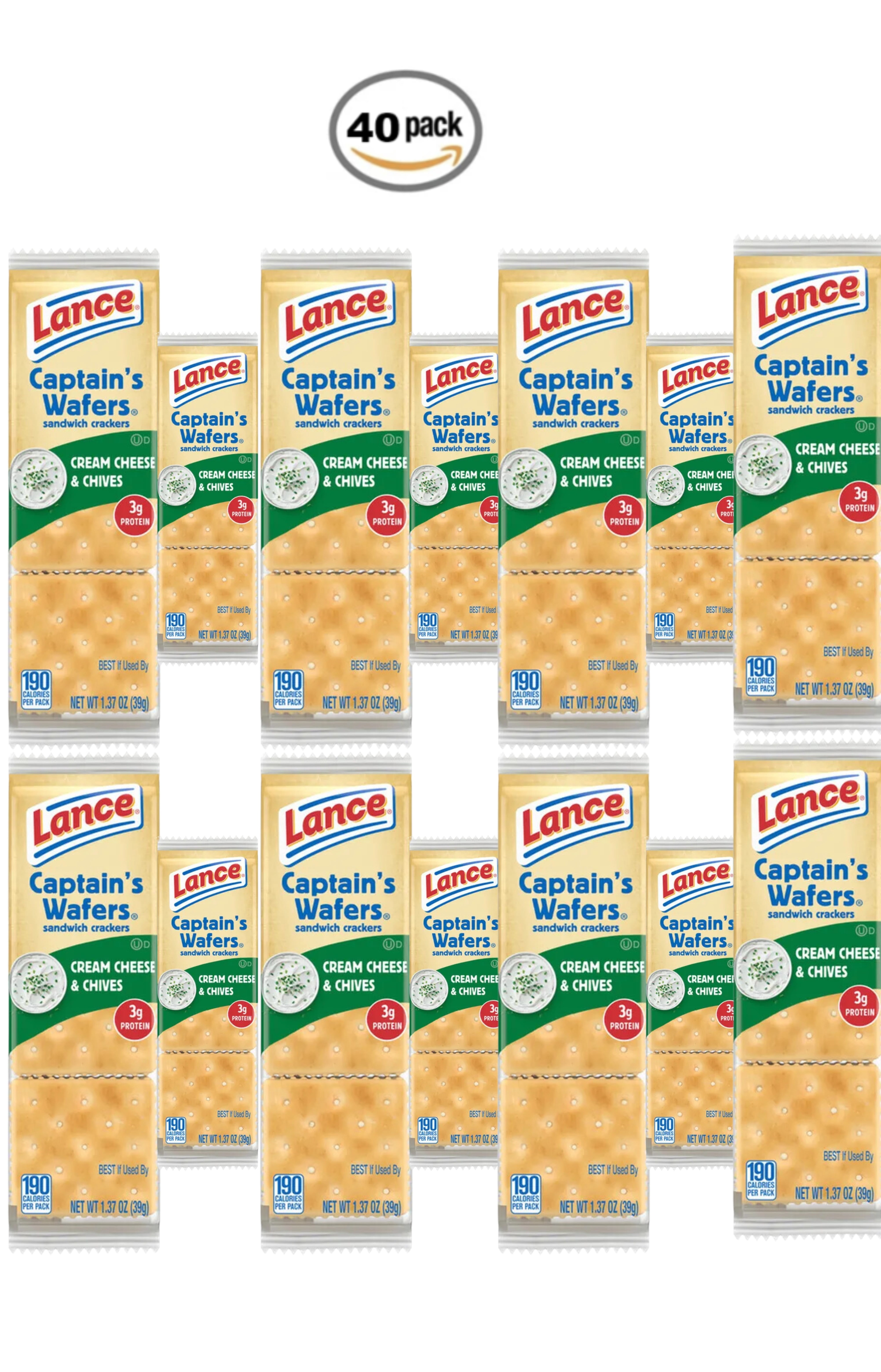 80 Packs Lance Cream Cheese & Chives Crackers - Captain's Wafer Snacks With Free Shipping