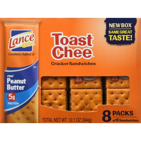 Lance Cracker Sandwiches On-The-Go Packs - Toast Chee With Peanut Butter - 1.5 Oz - 8 Count
