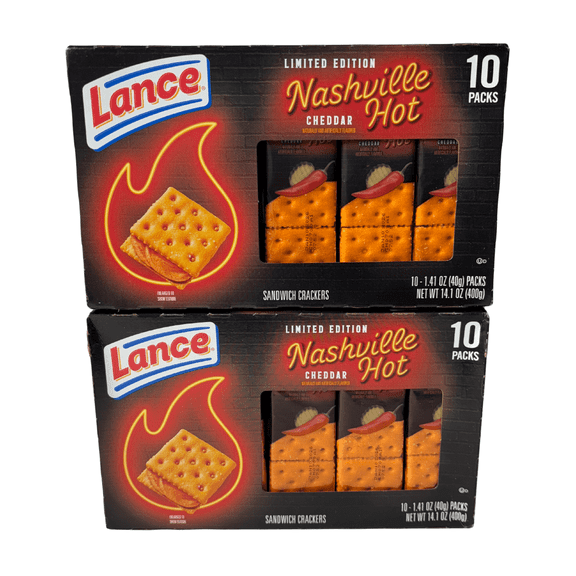 Lance Nashville Hot Cheddar Limited Edition Sandwich Crackers, 10 Pack - 2 Pack