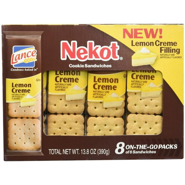 Lance Nekot Cookie Sandwiches Lemon Creme Filling 8 Count (Pack of 3