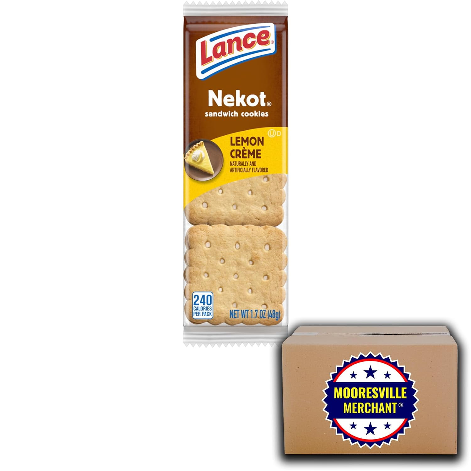 Lance Nekot Lemon Creme Sandwich Cookies, 1.7 oz, 20 Packs with Decal