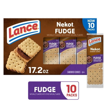 Lance Nekot Fudge Sandwich Cookies, 10 Individually wrapped packs, 6 Sandwiches Each