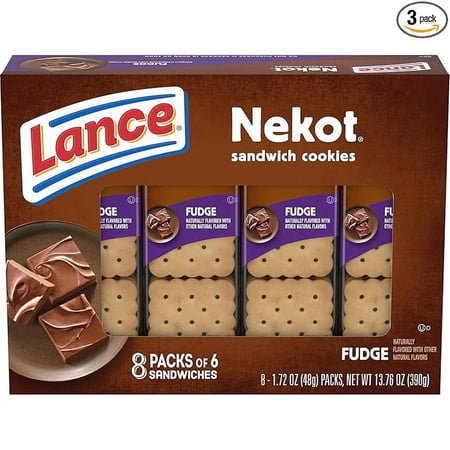 Lance Sandwich Cookies, Nekot Fudge, 8 Count Box